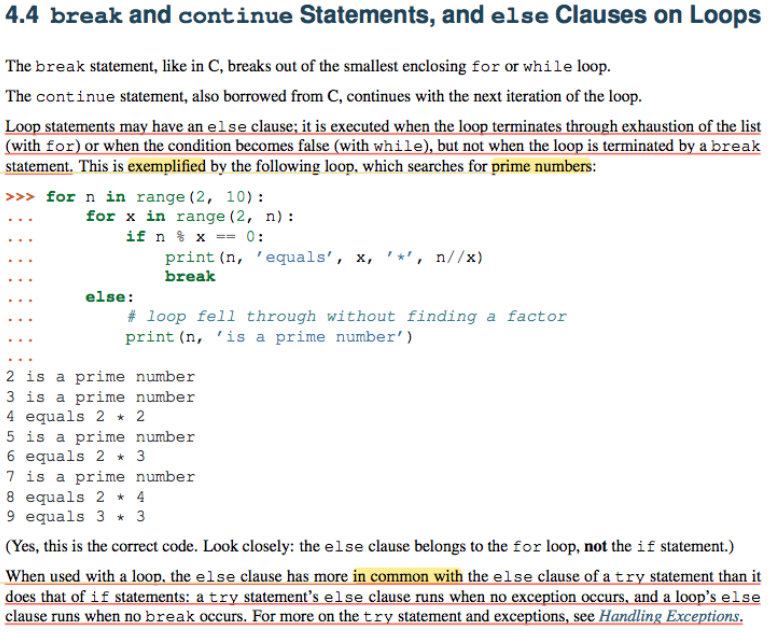Python break and continue Statements, and else Clauses on Loops