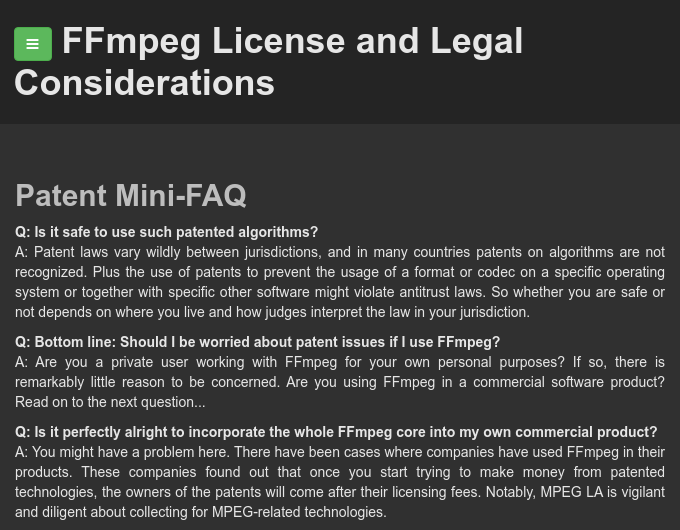 FFmpeg Patent Mini-FAQ