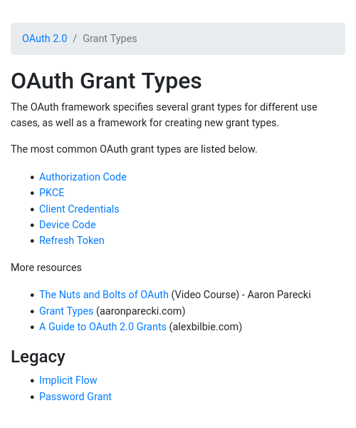 OAuth Grant Types
